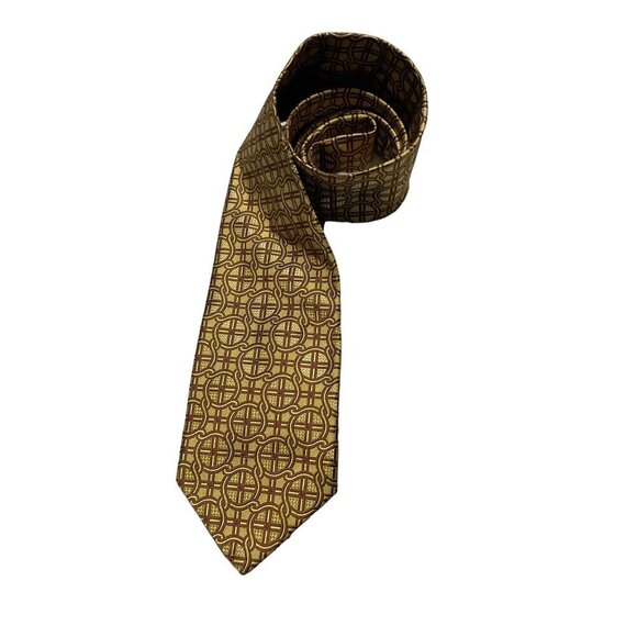 Jos A. Bank Signature Collection Tie Geometric Silk Blend Yellow - Picture 1 of 3